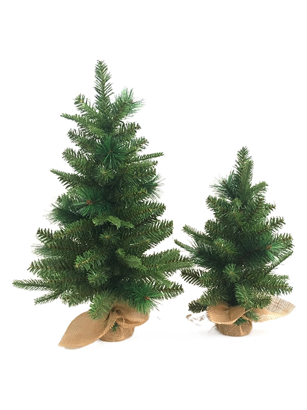 بولي كلوريد الفينيل PE الصنوبر إبرة سلسلة عيد الميلاد Tree-40CM حقيبة الكتان القدم
